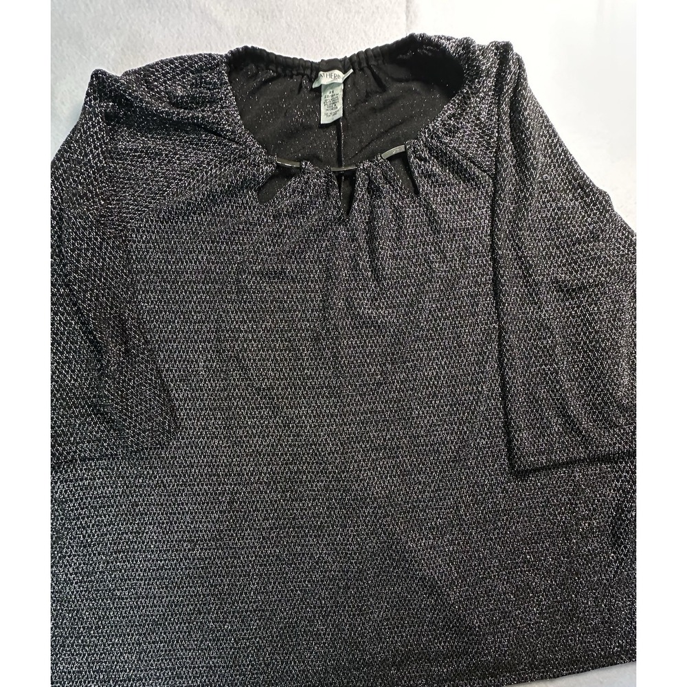 Catherine's Women's‎ 2X Plus Dress Blouse 3/4 Sleeve Black